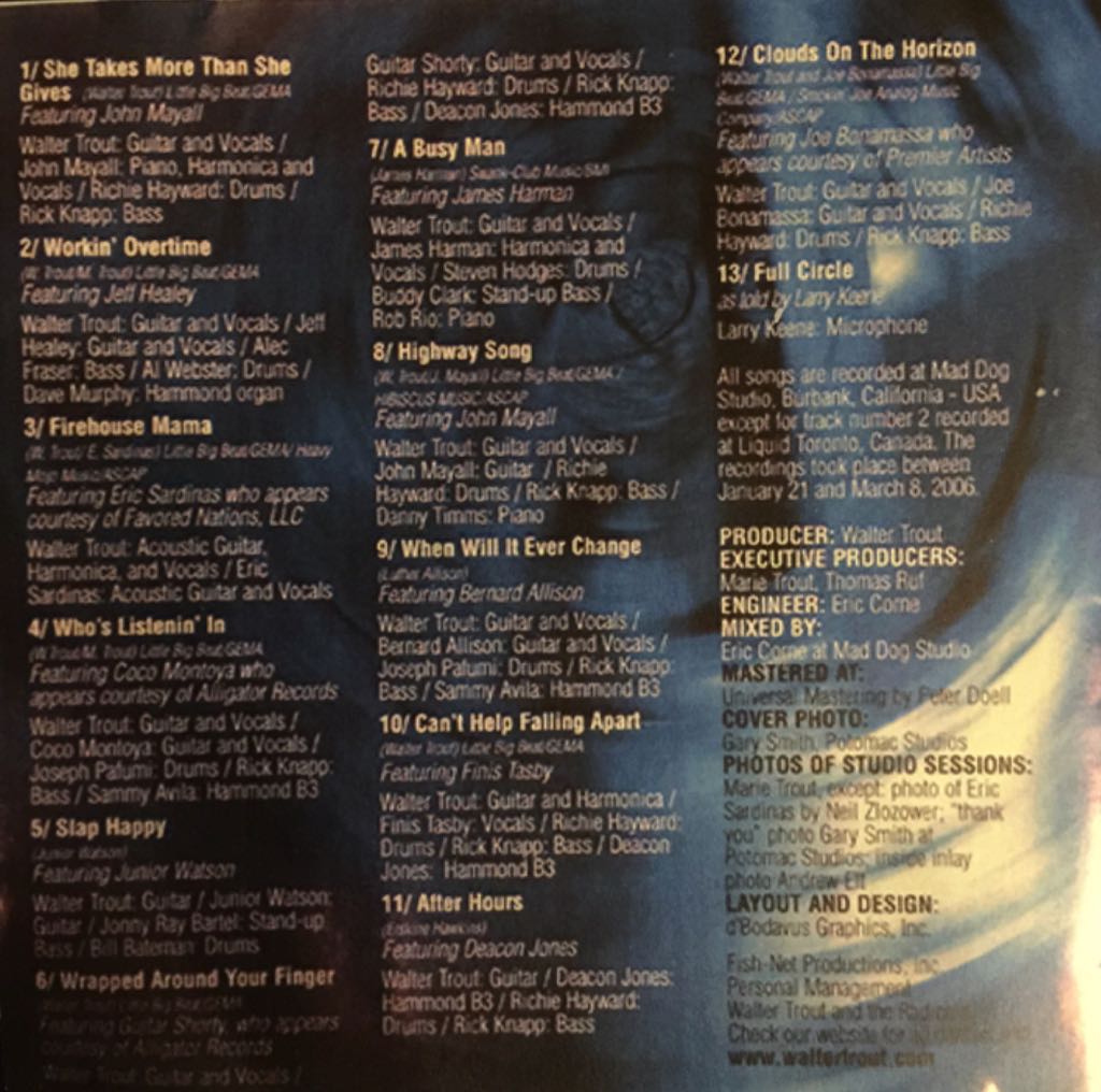 Full Circle - Walter Trout (CD) music collectible [Barcode 710347111726] - Main Image 2