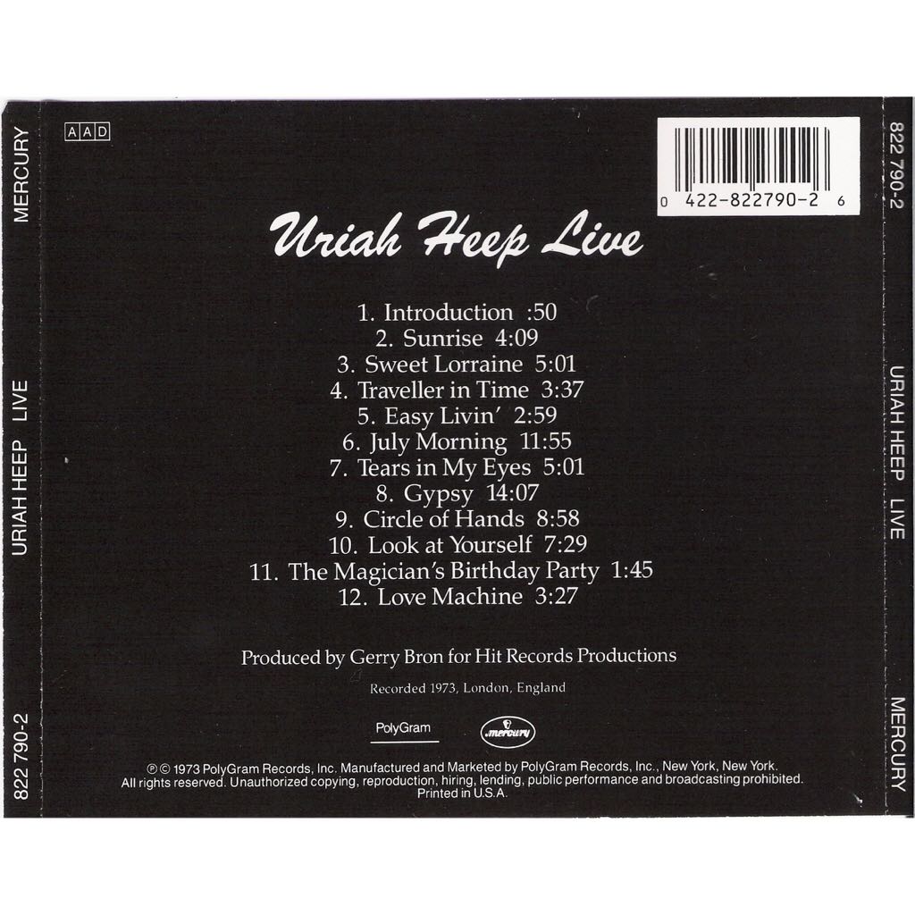 Uriah Heep Live (1990 Castle Communications reissue with bonus tracks) - Uriah Heep (CD) music collectible [Barcode 5017615931723] - Main Image 2