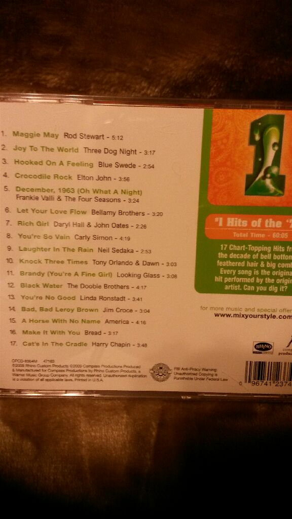 #1 Hits Of The 70s - Mix Your Style (CD) music collectible [Barcode 096741237423] - Main Image 2