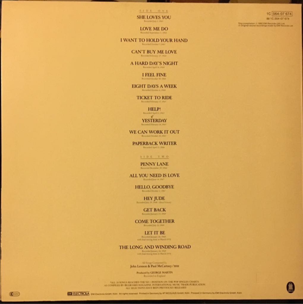 20 Greatest Hits - Beatles, The (12”) music collectible - Main Image 2