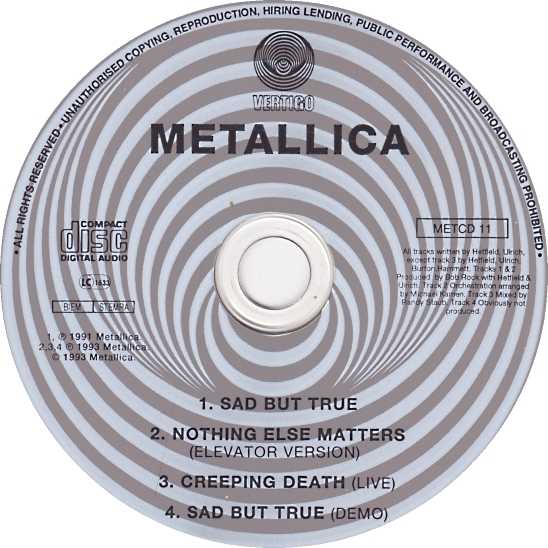 Sad But True Single - Metallica (CD - 20) music collectible [Barcode 042286494326] - Main Image 4