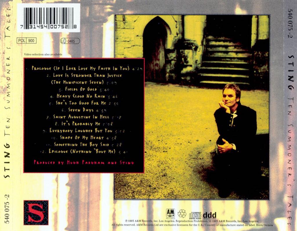 Ten Summoner’s Tales - Sting (CD) music collectible [Barcode 0731454099721] - Main Image 2