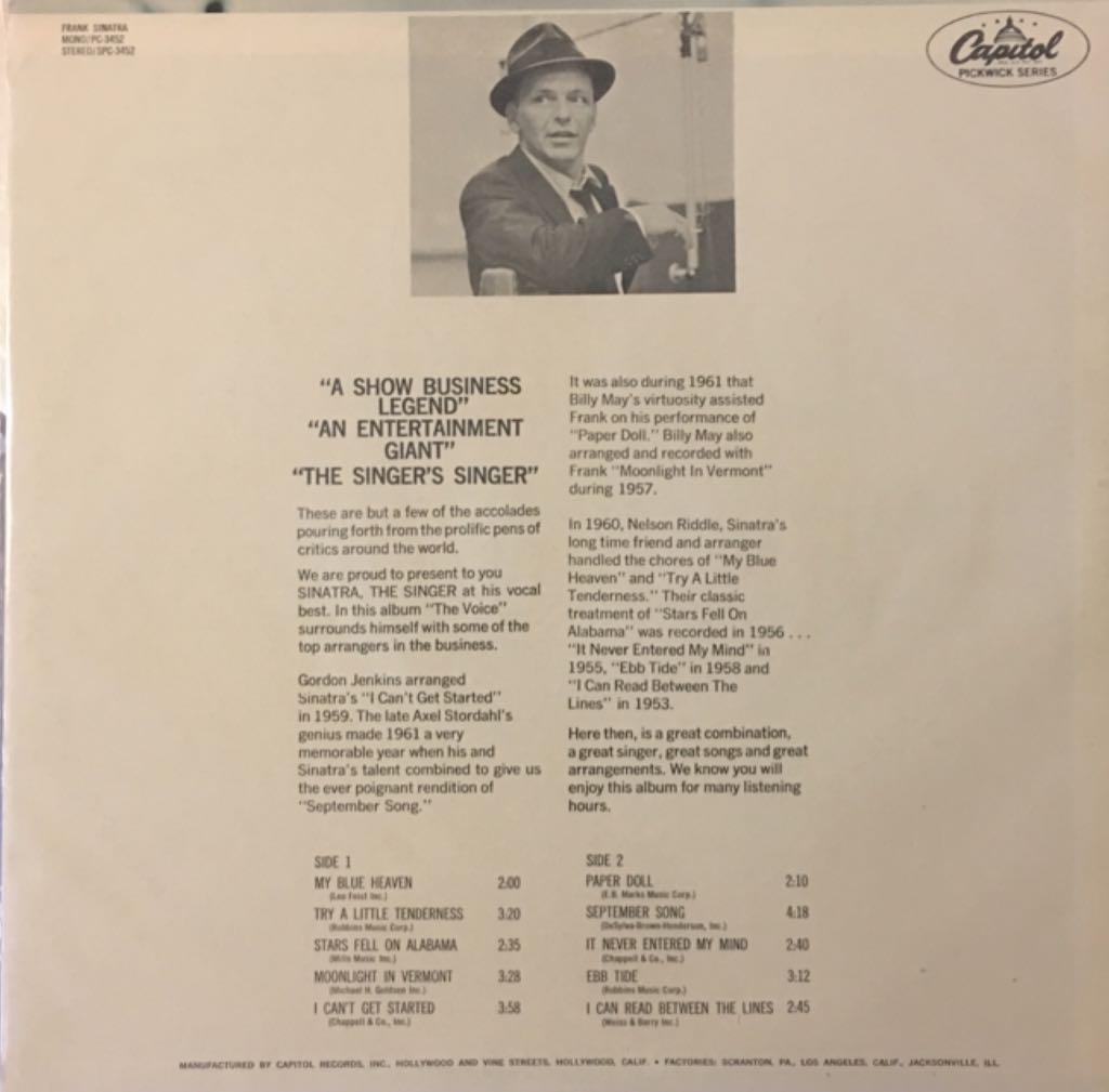 Try A Little Tenderness - Frank Sinatra (12”) music collectible - Main Image 2