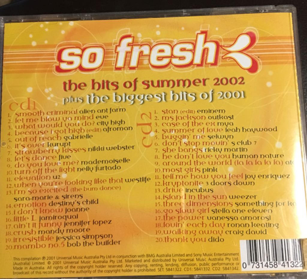 So Fresh the Hits Of Summer 2002 - Various (CD) music collectible [Barcode 731458473886] - Main Image 2