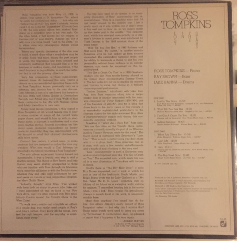 Lost In The Stars - Ross Tompkins (CD) music collectible [Barcode 4988002430260] - Main Image 2