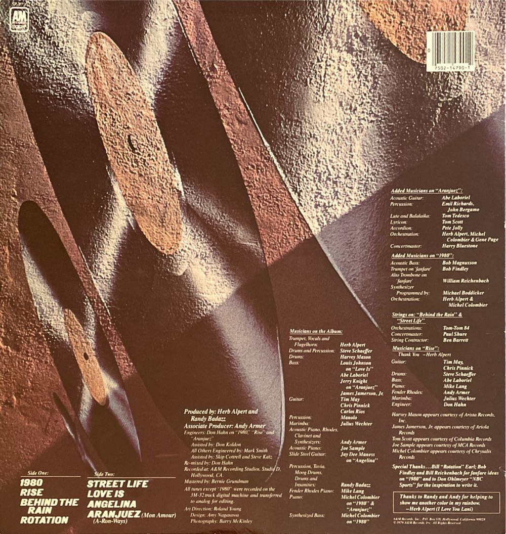 Rise - Alpert, Herb (12”) music collectible - Main Image 2