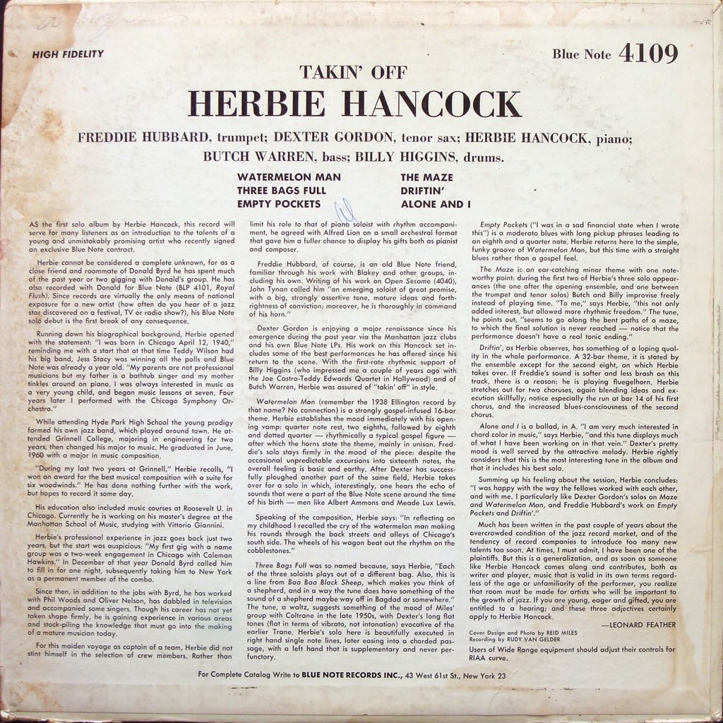 Takin’ Off - Herbie Hancock music collectible - Main Image 2