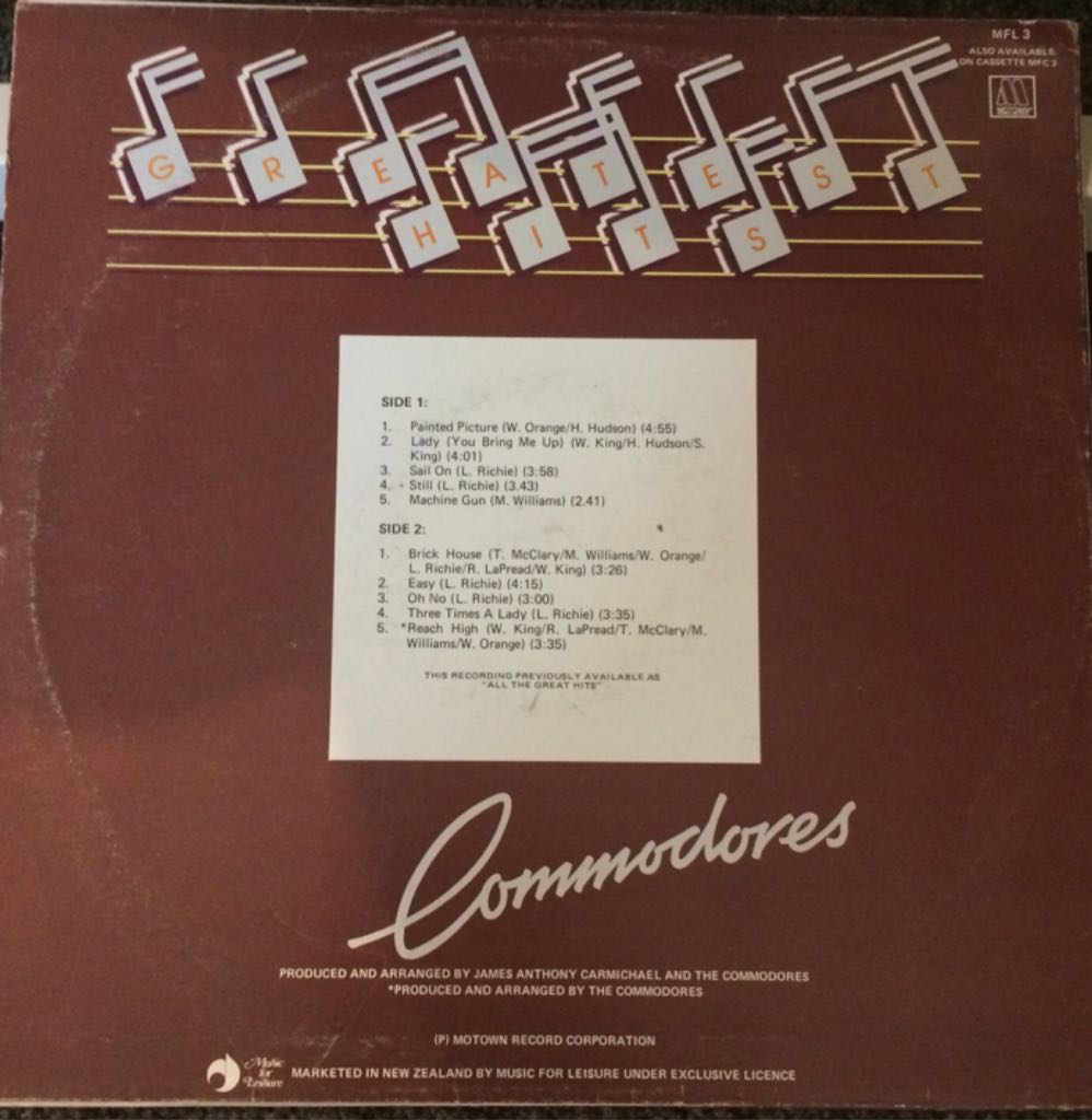 Greatest Hits - Commodores (12”) music collectible - Main Image 2