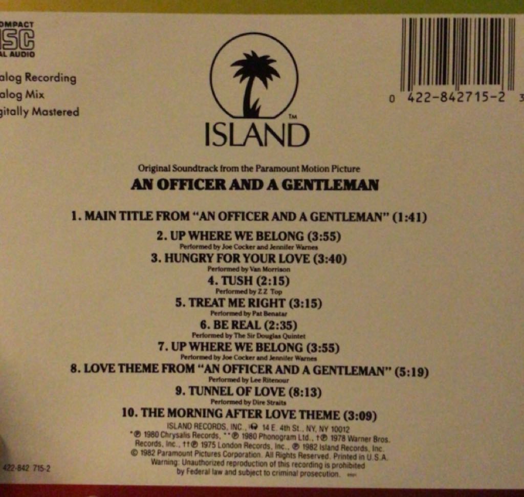 An Officer And A Gentleman - Soundtrack - Soundtracks (12” - 38) music collectible [Barcode 042284271523] - Main Image 2
