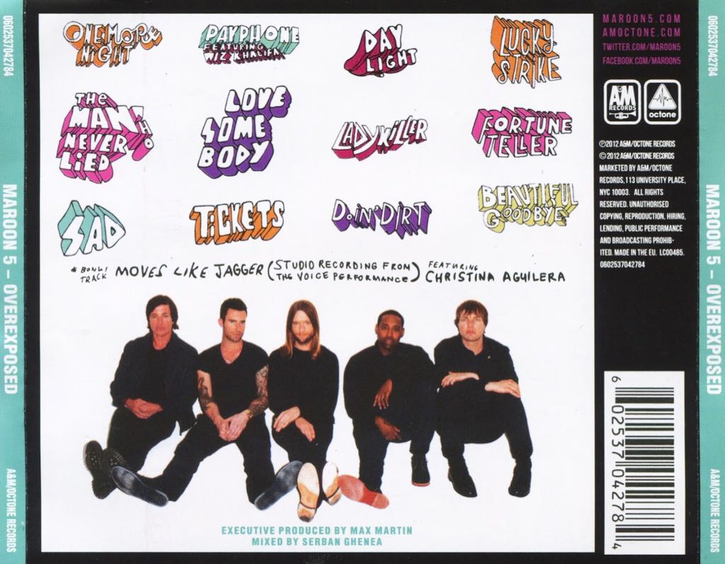Overexposed - Maroon 5 (CD - 43) music collectible [Barcode 602537038510] - Main Image 2