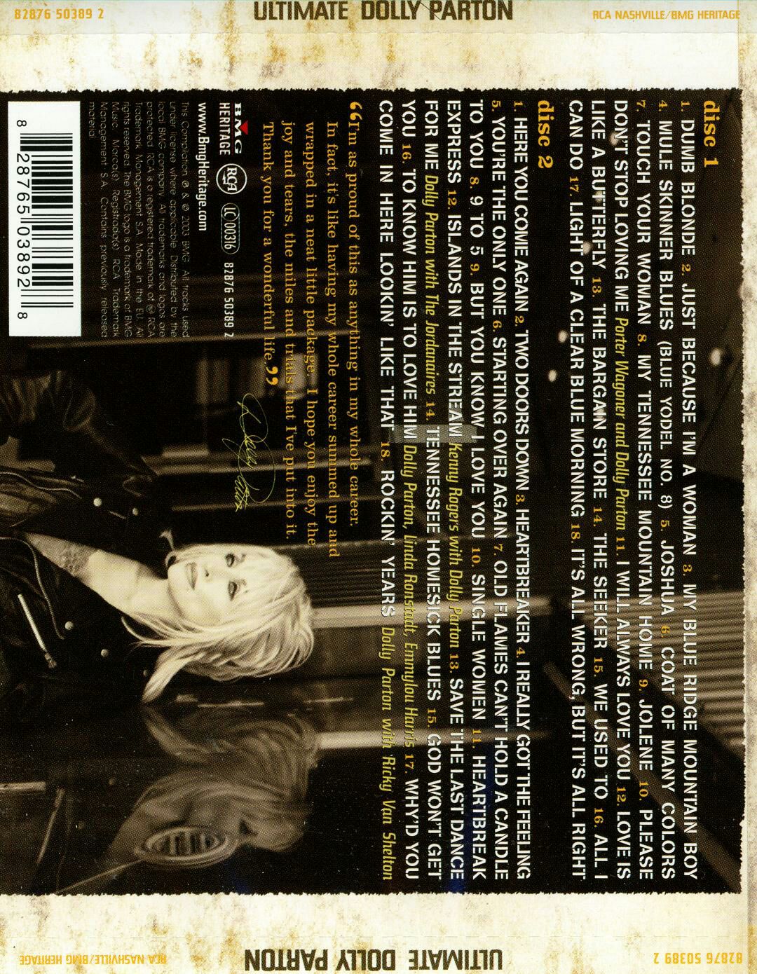 Ultimate Dolly Parton - Dolly Parton (CD - 67) music collectible [Barcode 828765038928] - Main Image 2