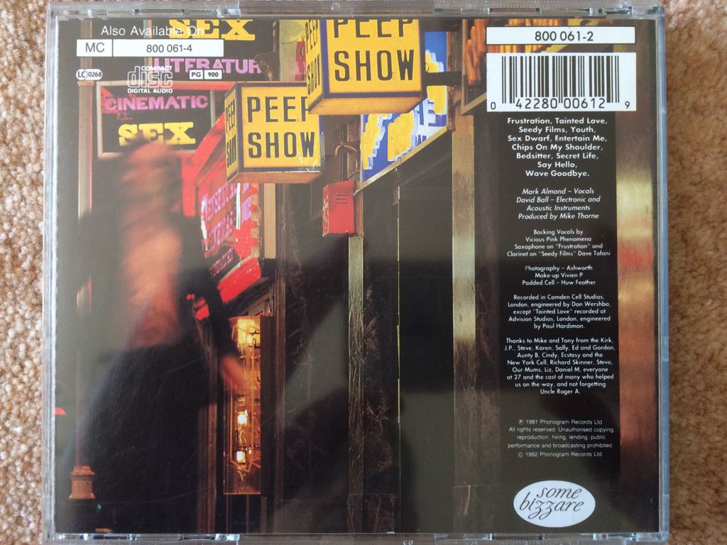 Non-stop Erotic Cabaret - Soft Cell (CD - 74) music collectible [Barcode 042280006129] - Main Image 2