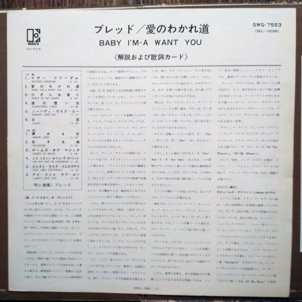 Baby I’m A Want You - Bread (12” - 35) music collectible - Main Image 3