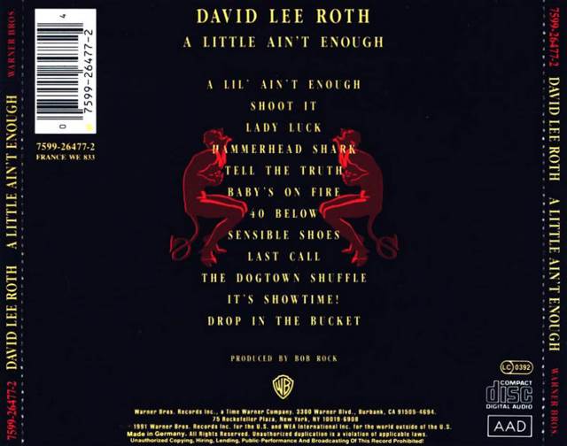 A Little Ain’t Enough - David Lee Roth (CD) music collectible [Barcode 020831416627] - Main Image 2