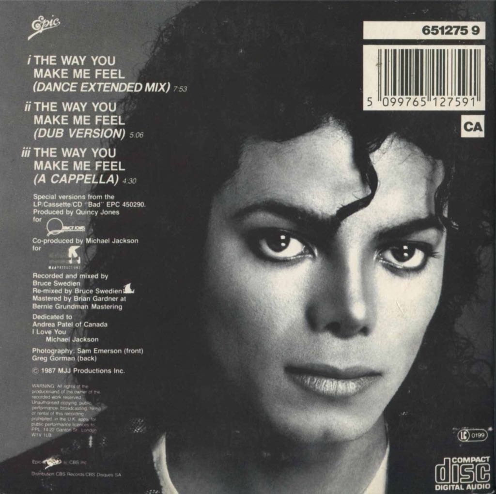 The Way You Make Me Feel - Michael Jackson (12”) music collectible [Barcode 5099765127560] - Main Image 2