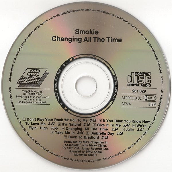 Changing All The Time - Smokie (CD - 34) music collectible [Barcode 4007192610297] - Main Image 4