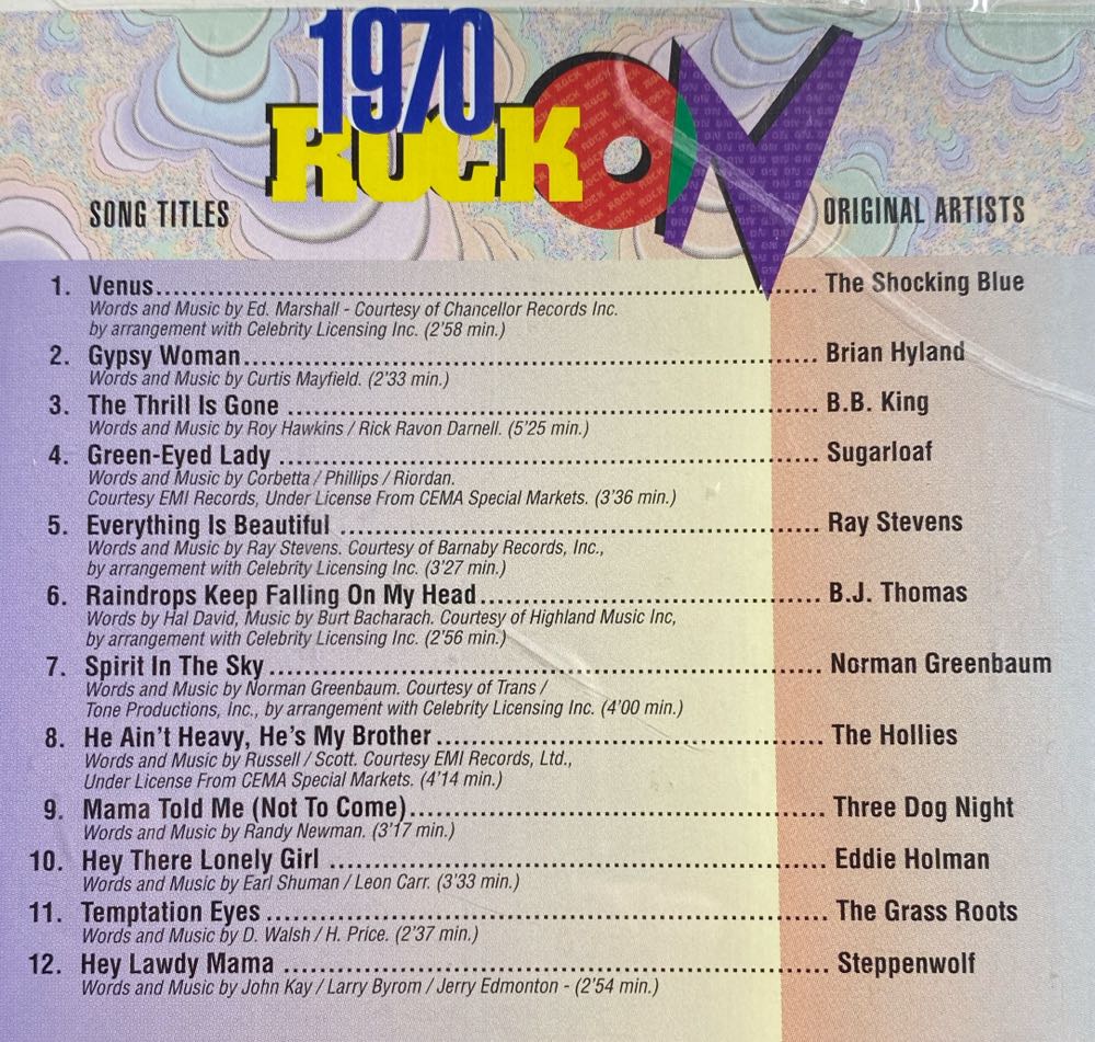 1970 Rock On Top Chart - Various Artists 70’s (CD) music collectible [Barcode 056775197025] - Main Image 2