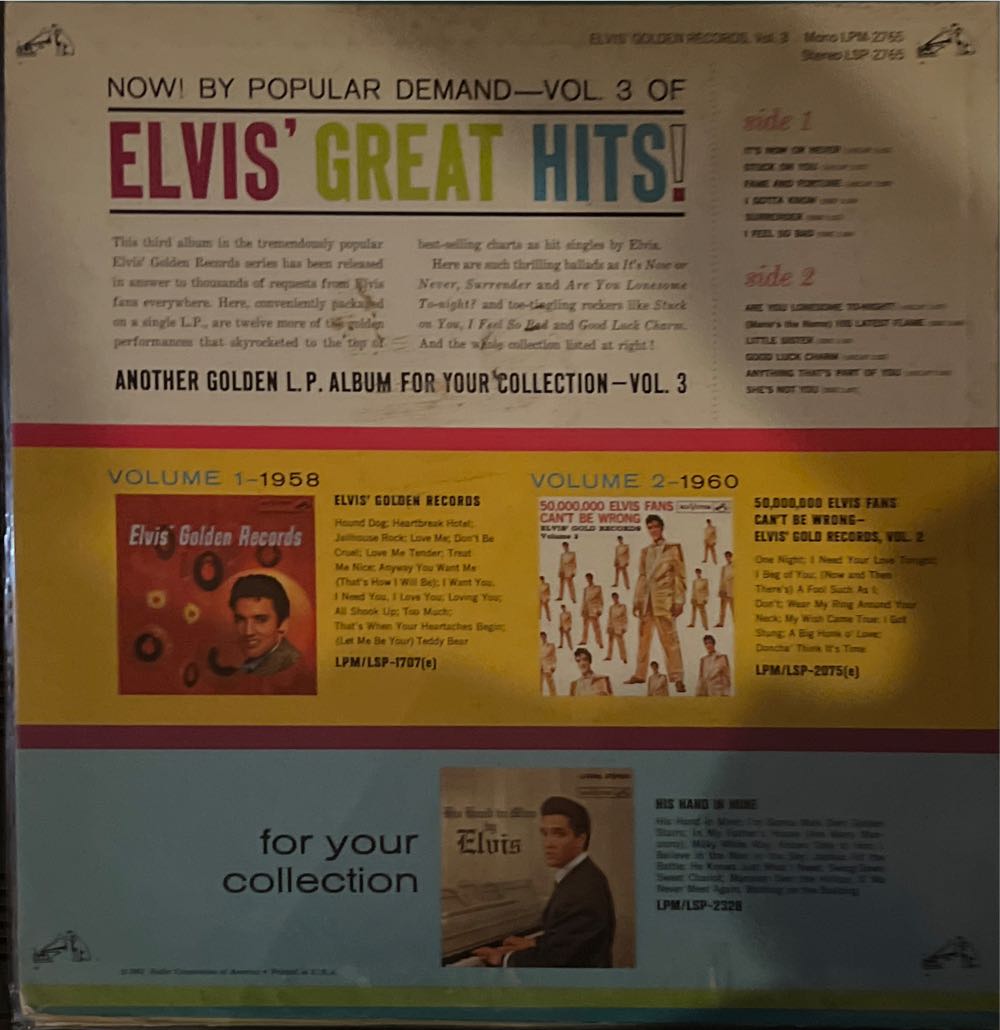 Elvis Golden Records Vol. 3 - Elvis Presley (12”) music collectible - Main Image 2