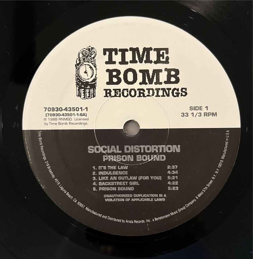 Prison Bound - Social Distortion (12”) music collectible - Main Image 3