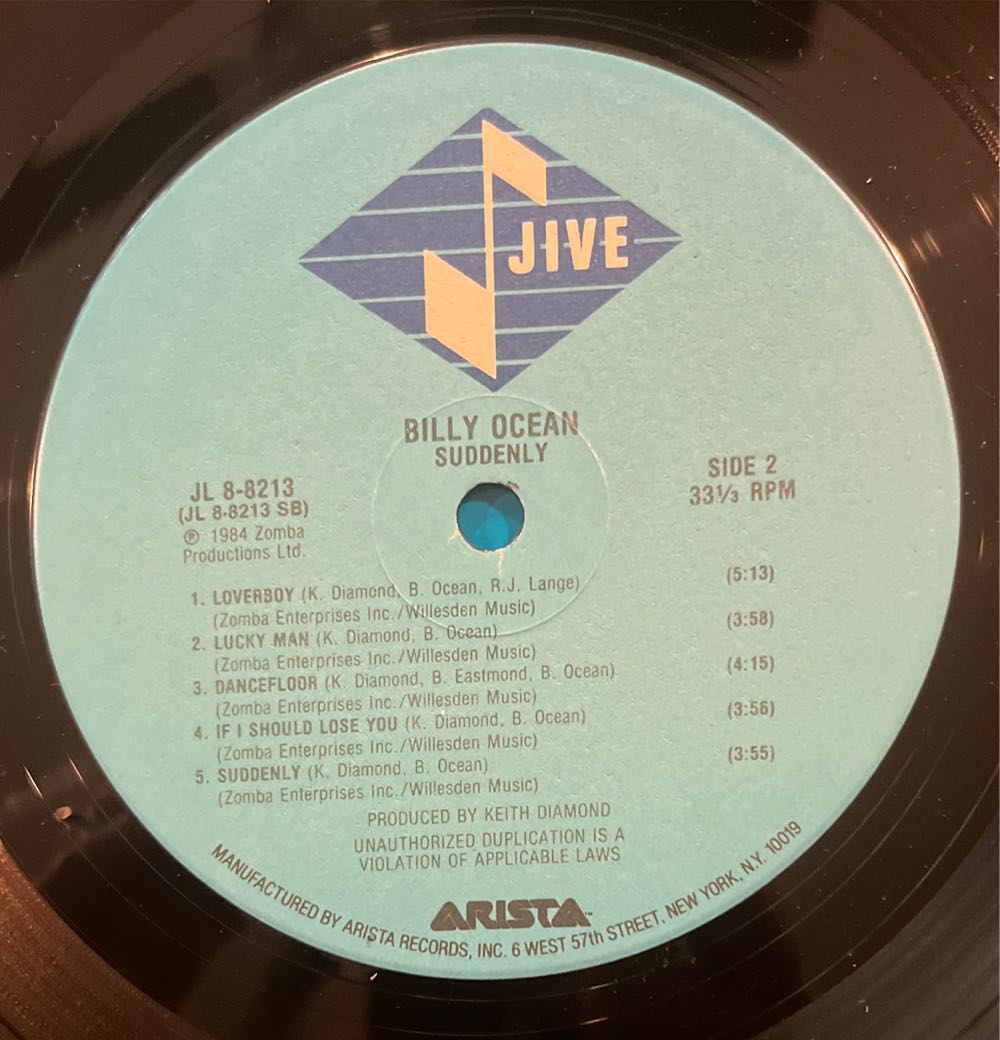 Suddenly - Ocean, Billy (12”) music collectible [Barcode 078221821315] - Main Image 4