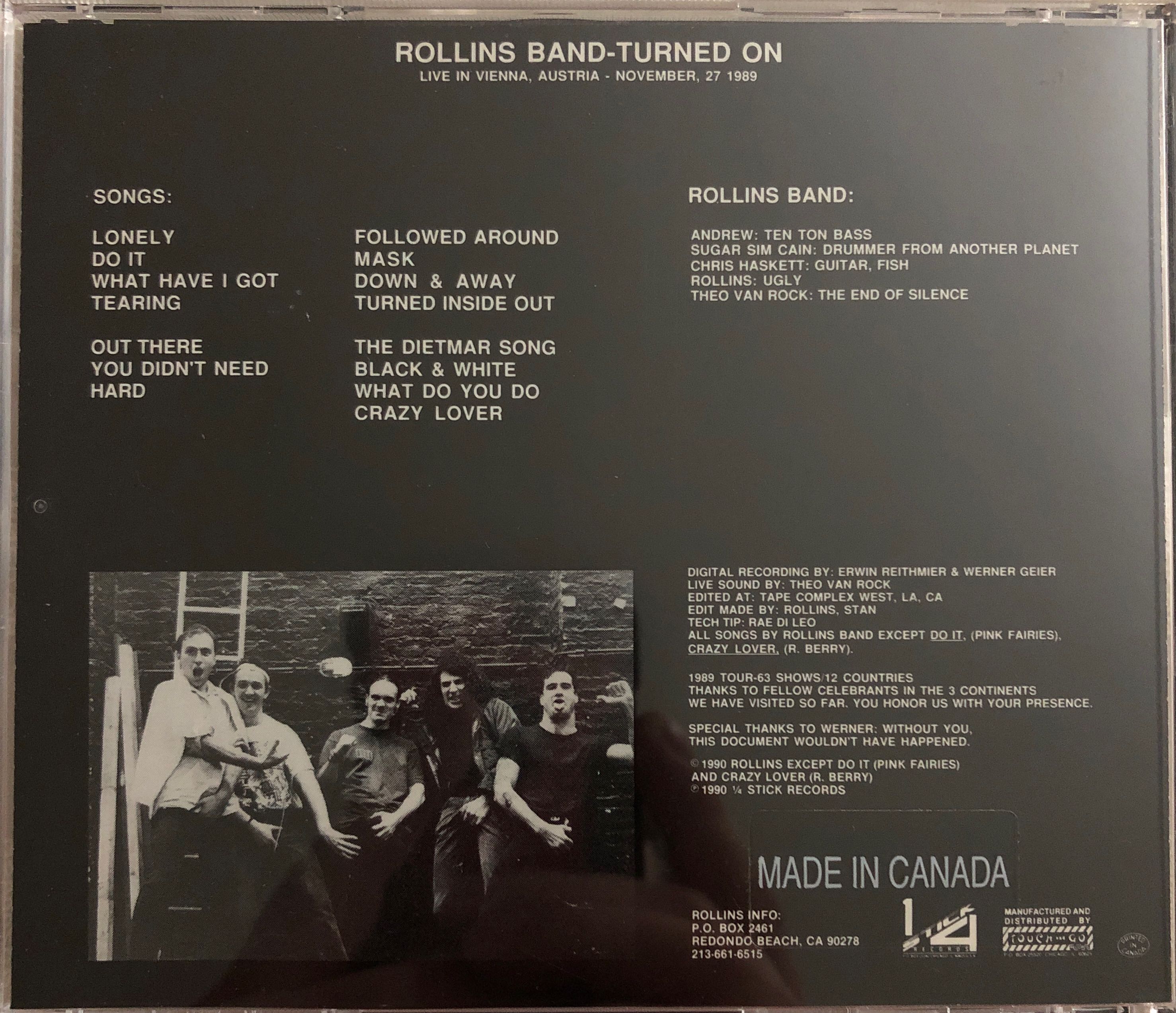 Turned On - Rollins Band (CD - 73) music collectible [Barcode 718751784024] - Main Image 2