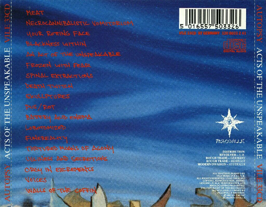 Acts Of The Unspeakable - Autopsy (CD) music collectible [Barcode 017046403320] - Main Image 2