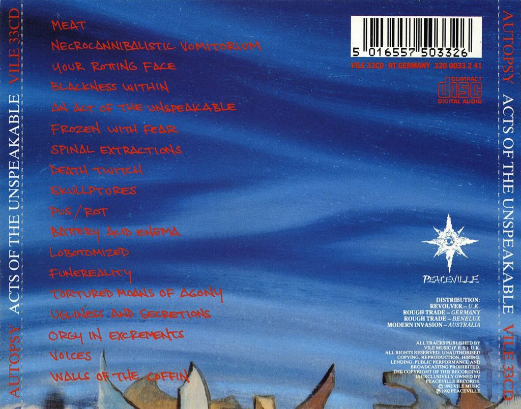 Acts Of The Unspeakable - Autopsy (CD) music collectible [Barcode 801056703323] - Main Image 2
