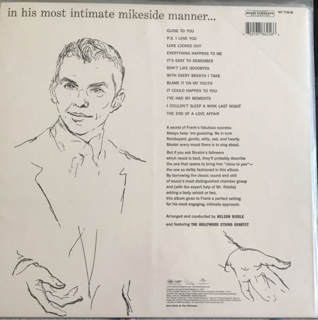 Close To You - Sinatra, Frank (12”) music collectible [Barcode 602537862566] - Main Image 2