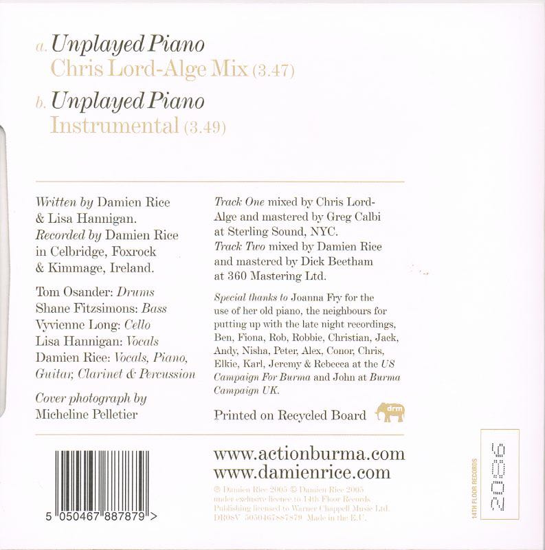 Unplayed Piano - Damien Rice & Lisa Hannigan (3:48) music collectible [Barcode 5050467887879] - Main Image 2