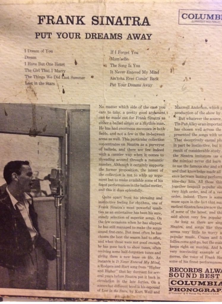 Put Your Dreams Away - Frank Sinatra (12”) music collectible - Main Image 2