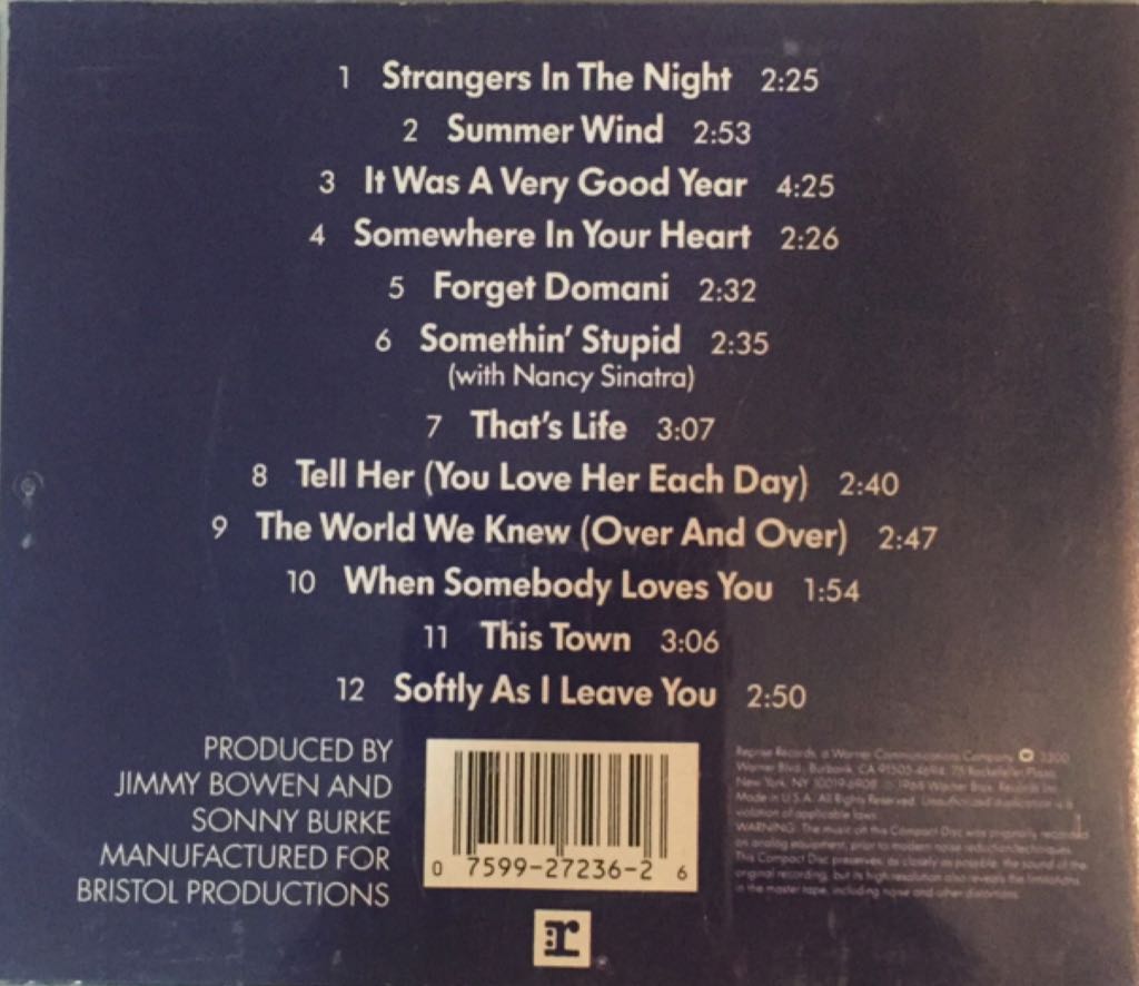 CD : Frank Sinatra’s Greatest Hits - Sinatra, Frank (CD) music collectible [Barcode 075992723626] - Main Image 2