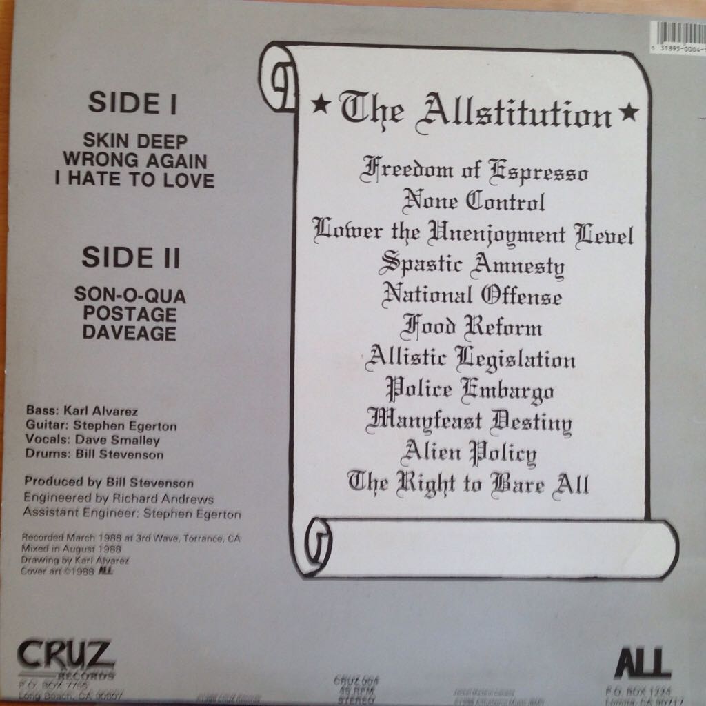 Allroy For Prez - All (CD) music collectible [Barcode 031895000424] - Main Image 2