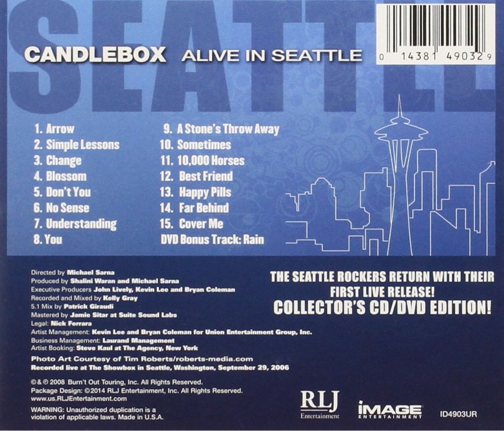 Alive In Seattle - Candlebox (CD/DVD - 84) music collectible [Barcode 014381490329] - Main Image 2