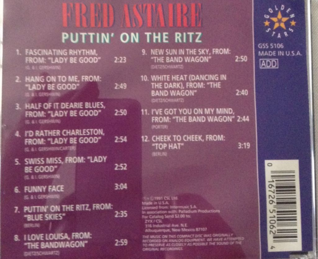 Puttin’ On The Ritz - Fred Astaire (CD) music collectible - Main Image 2