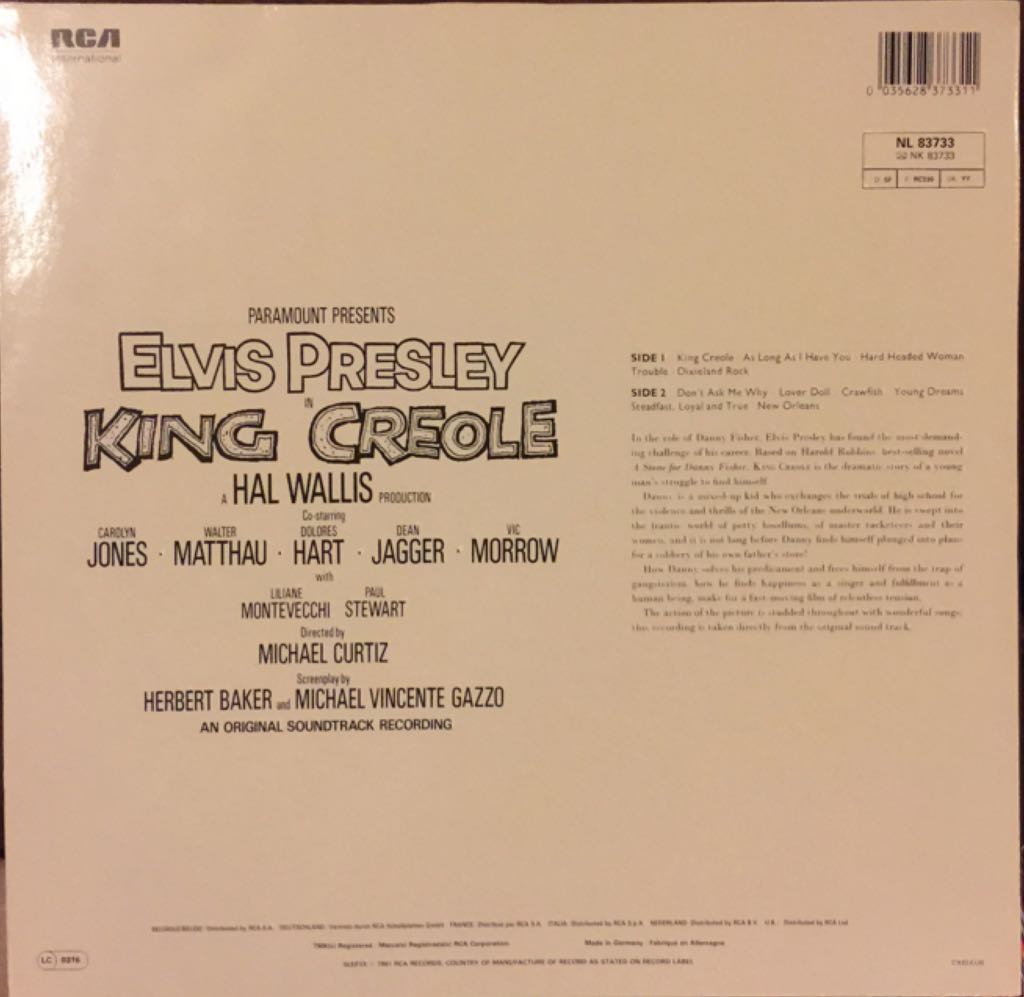 King Creole - Elvis Presley (CD) music collectible [Barcode 078636745428] - Main Image 2