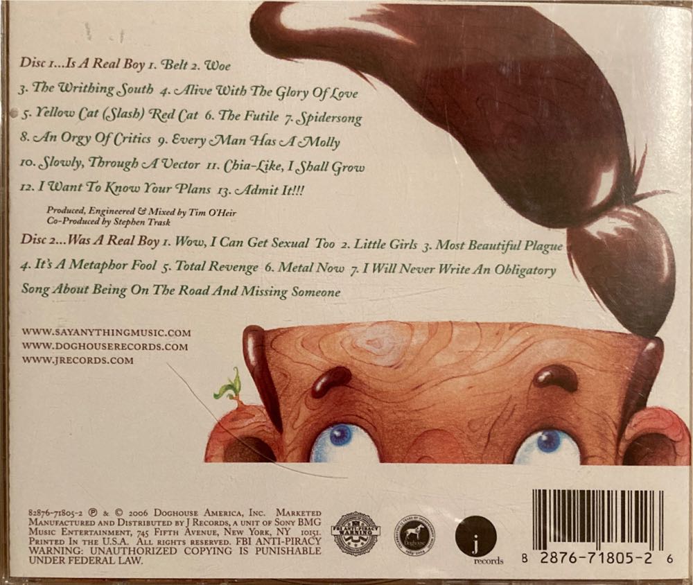 ...Is A Real Boy - Say Anything (CD) music collectible [Barcode 828767180526] - Main Image 2