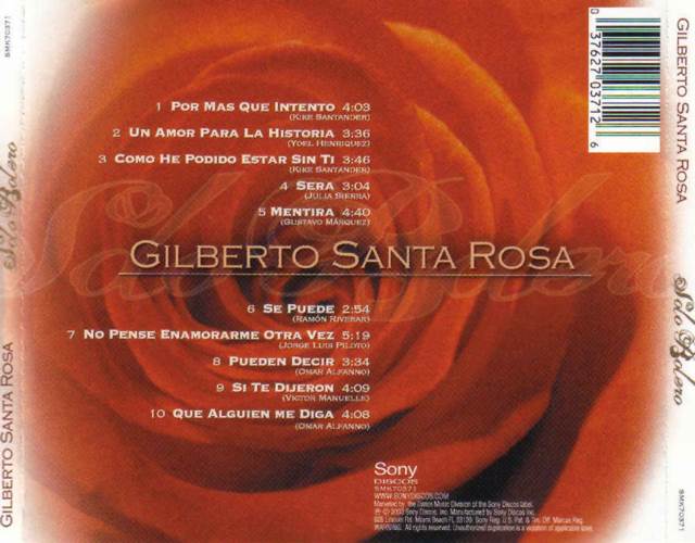 Solo Bolero - Gilberto Santa Rosa (CD) music collectible [Barcode 037627037126] - Main Image 2