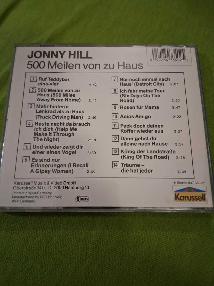 500 Meilen Von Zuhaus - Jonny Hill (CD) music collectible [Barcode 042284735025] - Main Image 2
