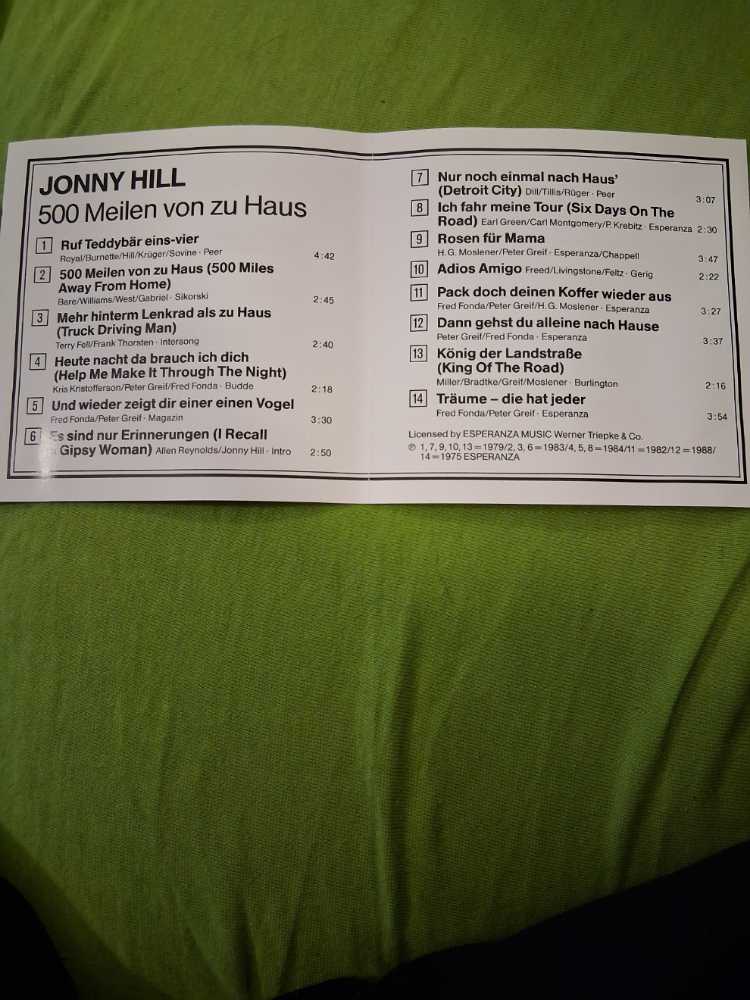 500 Meilen Von Zuhaus - Jonny Hill (CD) music collectible [Barcode 042284735025] - Main Image 3
