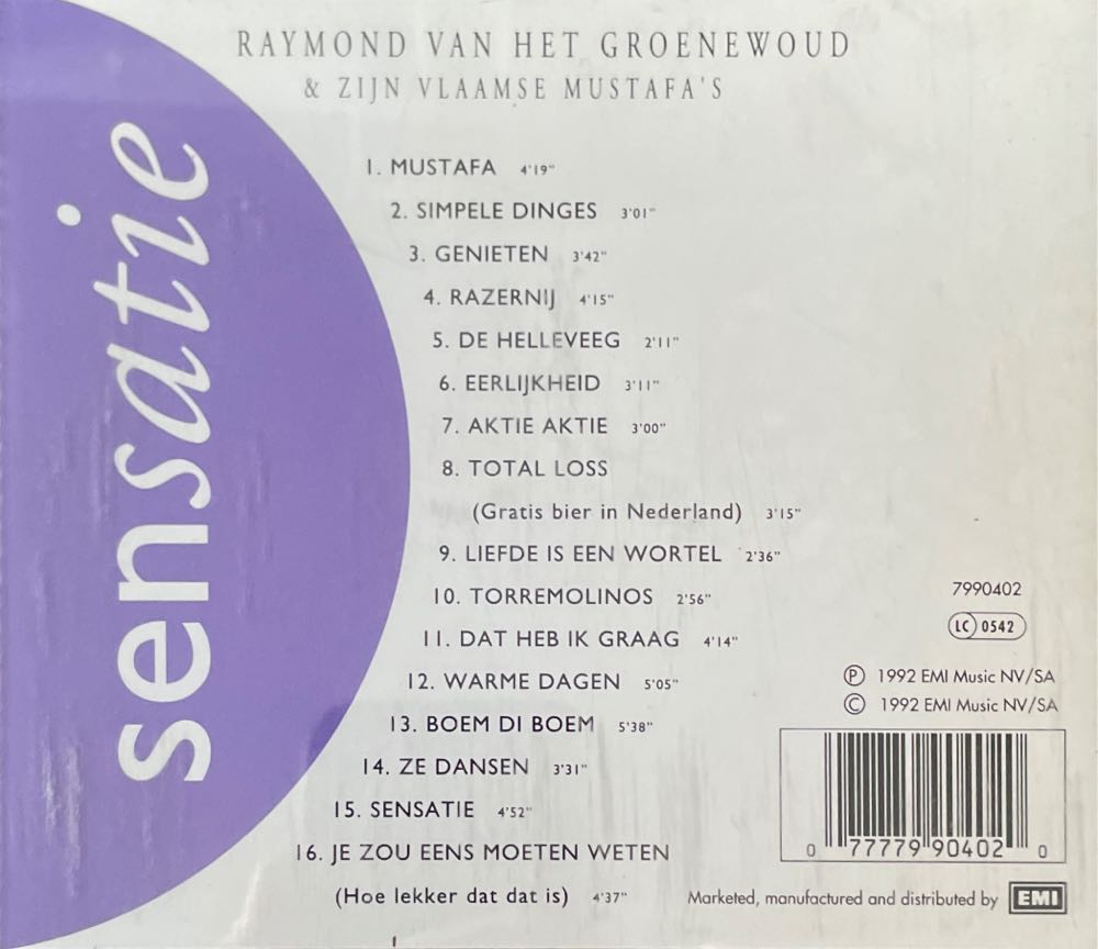 Sensatie - Van Het Groenewoud, Raymond (CD - 69) music collectible [Barcode 077779904020] - Main Image 2