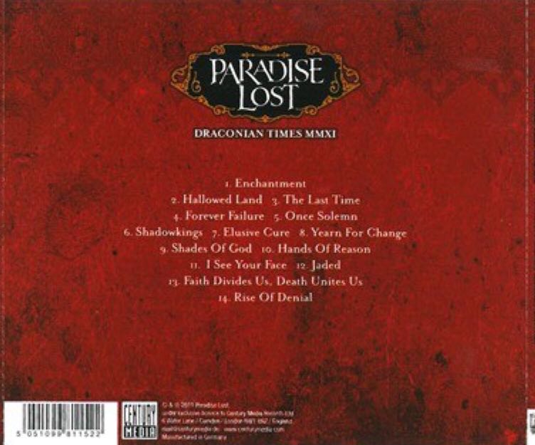 Draconian Times MMXI - Paradise Lost (CD) music collectible [Barcode 5051099811522] - Main Image 2