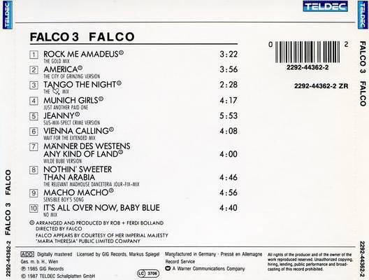 Falco 3 - Falco (CD - 44) music collectible [Barcode 4001408262102] - Main Image 2