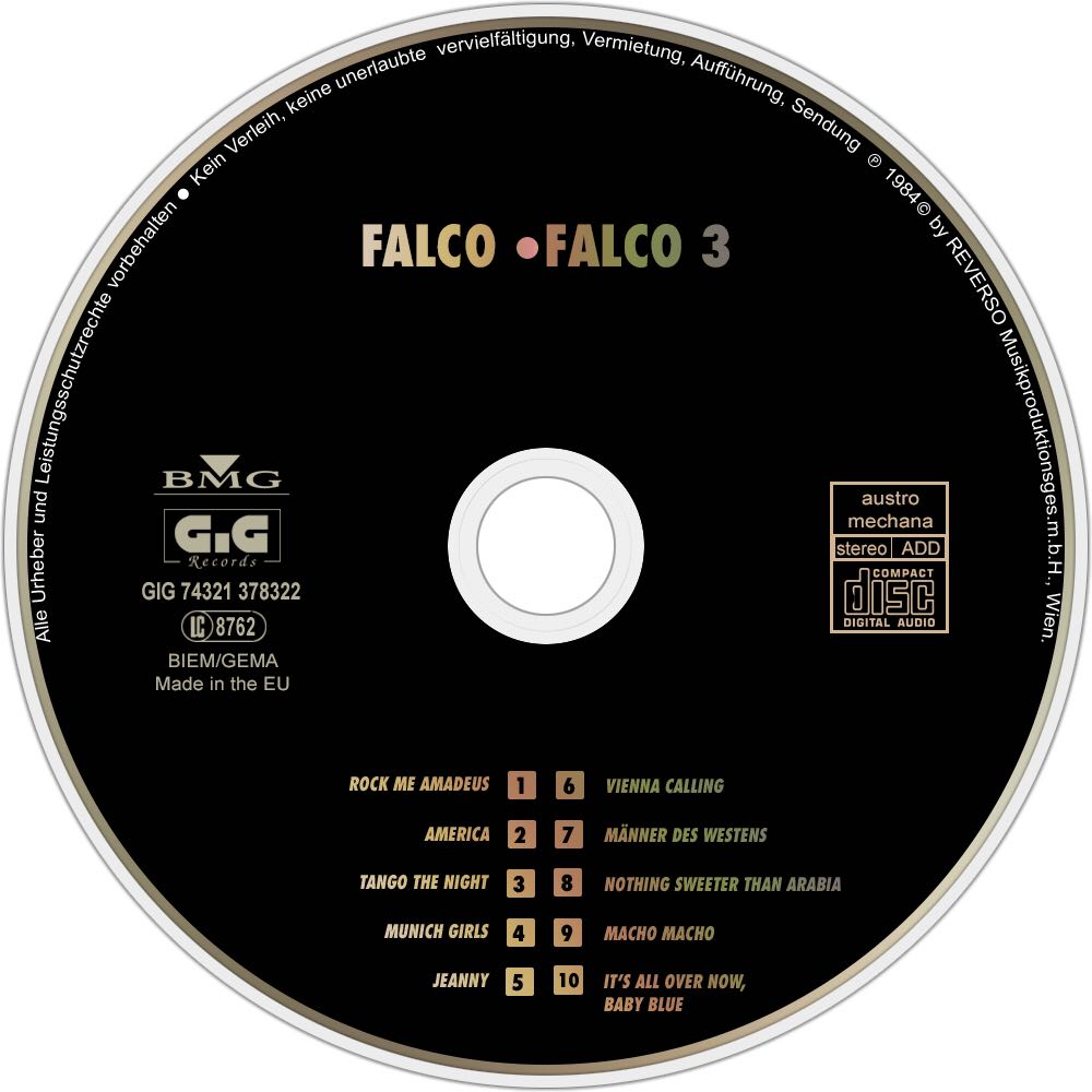 Falco 3 - Falco (CD - 44) music collectible [Barcode 4001408262102] - Main Image 4