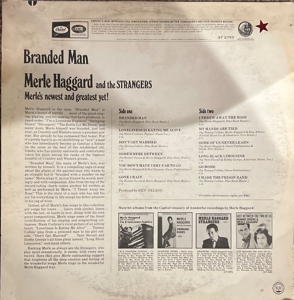 Branded Man - Haggard, Merle (12”) music collectible - Main Image 2