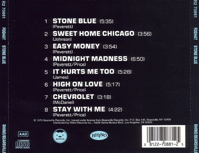 Stone Blue - Foghat (12”) music collectible [Barcode 081227088125] - Main Image 2