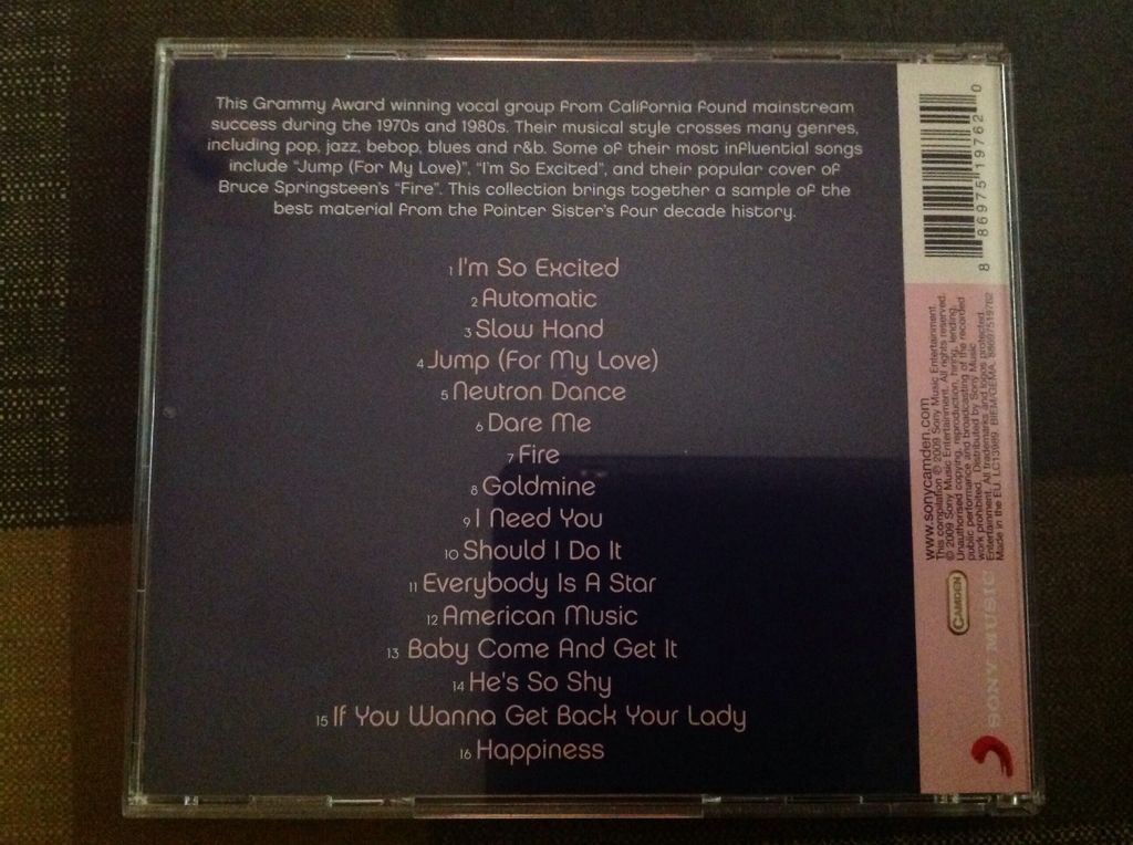 Jump The Best Of The Pointer Sisters - The Pointer Sister (CD) music collectible [Barcode 886975197620] - Main Image 2