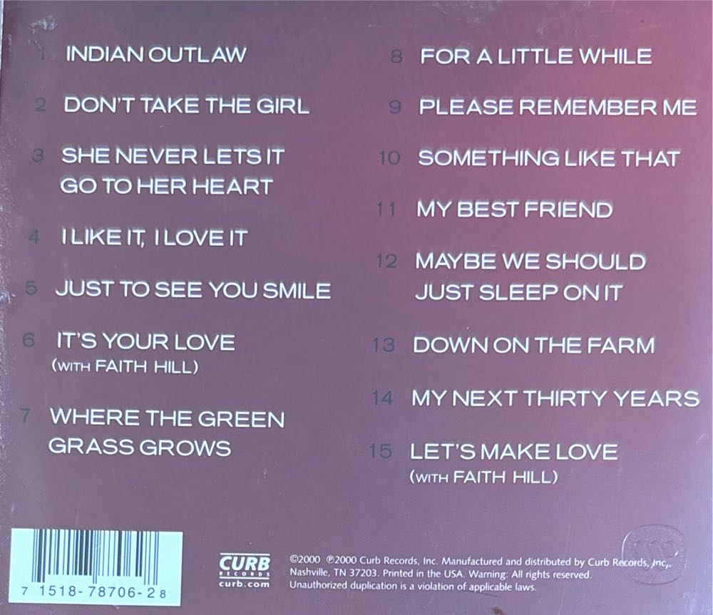 Greatest Hits - Tim McGraw (CD) music collectible [Barcode 715187870628] - Main Image 2