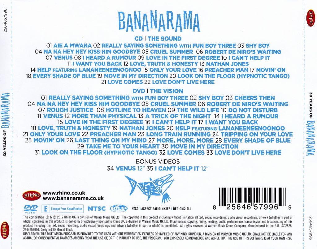 30 Years Of Bananarama - Bananarama (CD/DVD) music collectible [Barcode 825646579969] - Main Image 2