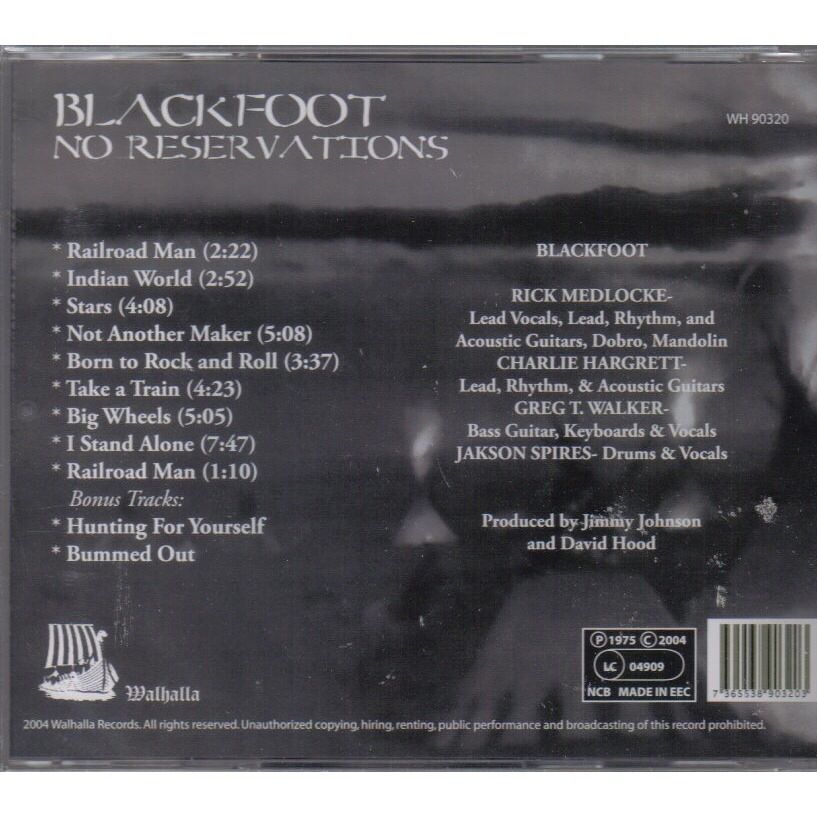 No Reservations - Blackfoot (CD) music collectible [Barcode 4039297991223] - Main Image 2