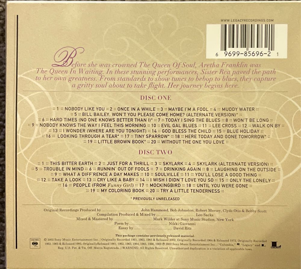 Queen in Waiting: The Columbia Years 1960-1965 - Aretha Franklin (CD) music collectible [Barcode 696998569621] - Main Image 2